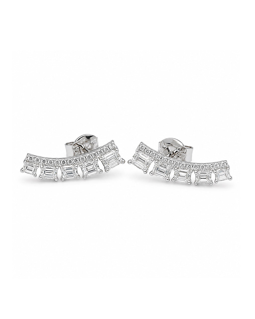 Classic Emerald Ear Crawler Diamond Earrings 18K