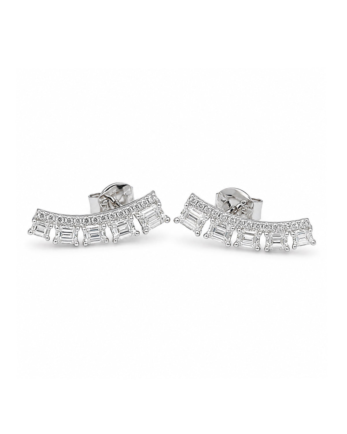 Classic Emerald Ear Crawler Diamond Earrings 18K