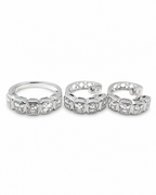 Asscher Solitaire Classic Hoop Diamond Jewelry Set 18K
