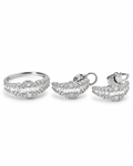 Classic Hoop Half Eternity Baguette Creolle Diamond Jewelry Set 18K