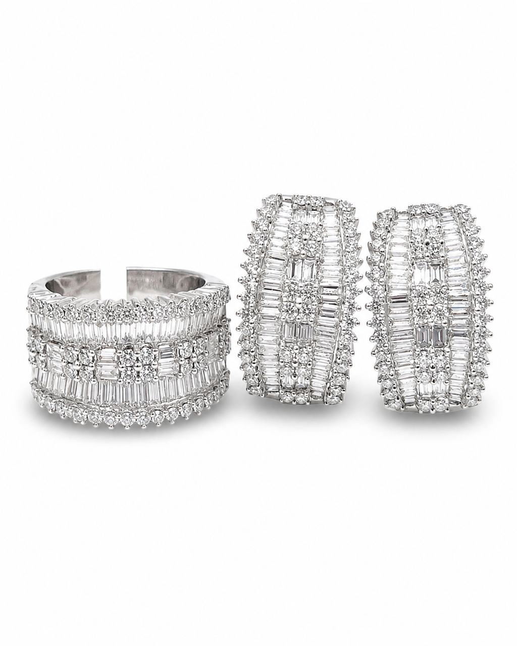 Classic Hoop Millionaire’s Half Eternity Diamond Jewelry Set 18K