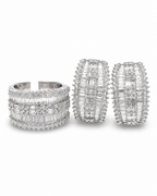 Classic Hoop Millionaire’s Half Eternity Diamond Jewelry Set 18K