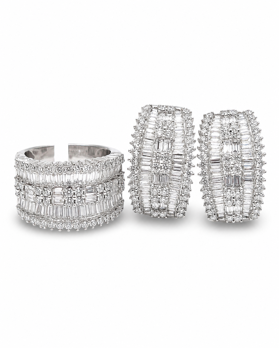 Classic Hoop Millionaire’s Half Eternity Diamond Jewelry Set 18K