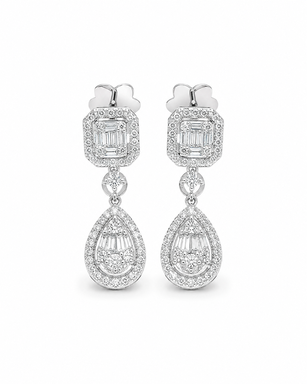 Classic Pear Dangling Diamond Earrings 14K