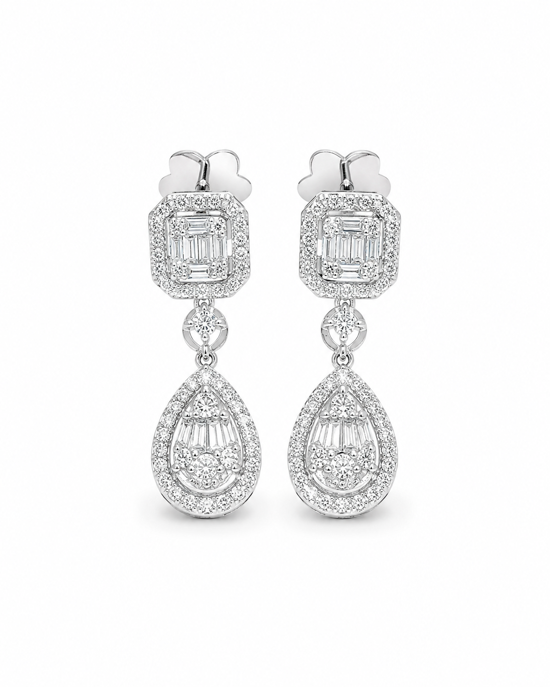 Classic Pear Dangling Diamond Earrings 14K