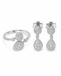 Classic Pear Dangling Diamond Jewelry Set 14K