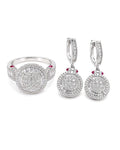 Z Classic Round Paved Dangling Hoop Diamond Jewelry Set 14K