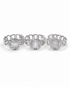 Classic Oval Halo Baguette Chain Hoop Diamond Jewelry Set 18K