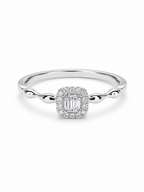 Classic Cushion Baguette Diamond Ring 14K