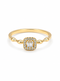 Classic Cushion Baguette Golden Diamond Ring 14K
