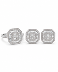Classic Cushion Baguette Paved Diamond Jewelry Set 14K
