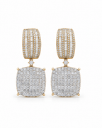 Golden Classic Cushion Paved Dangling Millionaire’s Diamond Jewelry Set 14K