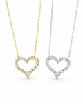 Classic Heart Dainty Diamond Pave Necklace 14K
