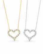 Classic Heart Dainty Diamond Pave Necklace 14K