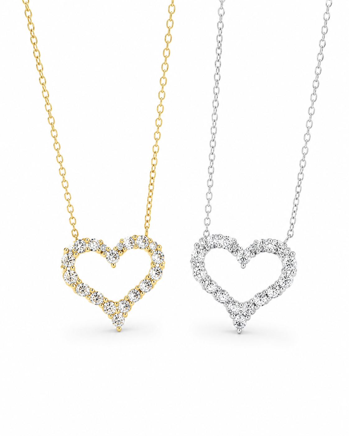 Classic Heart Dainty Diamond Pave Necklace 14K