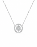 Classic Round Halo Diamond Necklace 18K