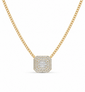 Classic Emerald Golden Cuban Chain Diamond Necklace 14K