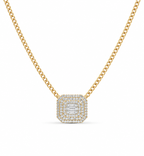 Classic Emerald Golden Cuban Chain Diamond Necklace 14K