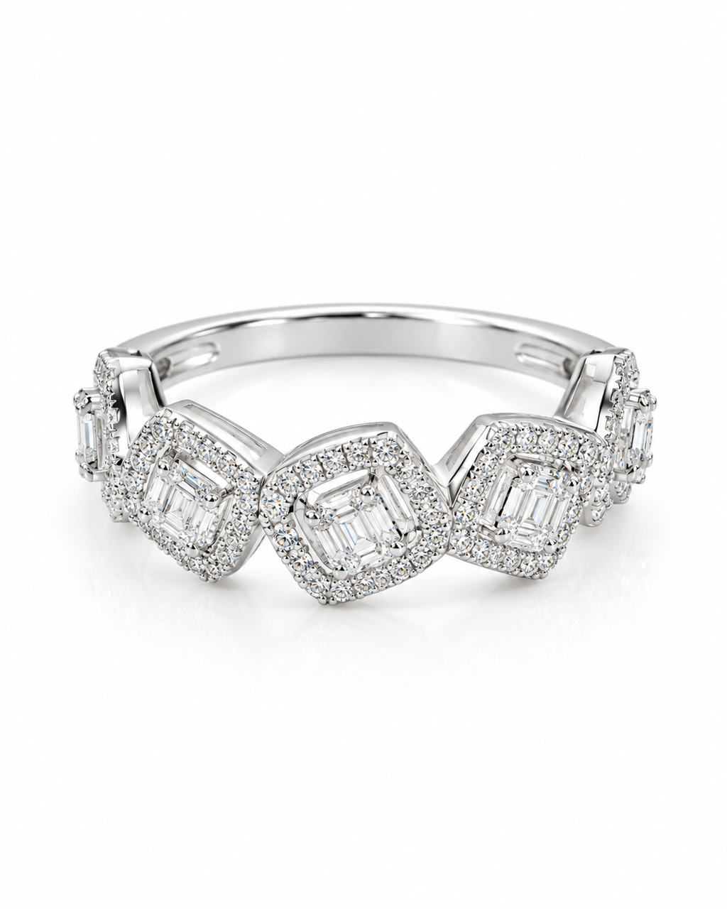 Classic Cushion Half Eternity Diamond Ring 14K