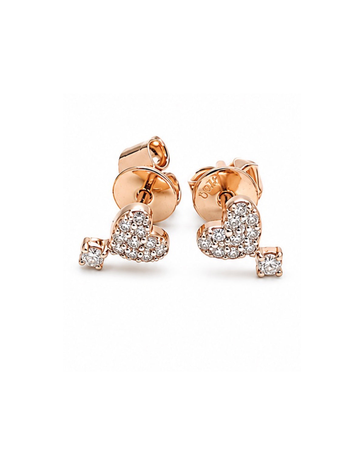 Classic Heart Drop Stud Diamond Earrings 18K