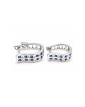 Classic Layered Sapphire Gemstones Baguette Hoop Diamond Earrings 18K