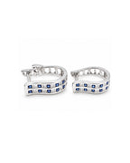 Classic Layered Sapphire Gemstones Baguette Hoop Diamond Earrings 18K