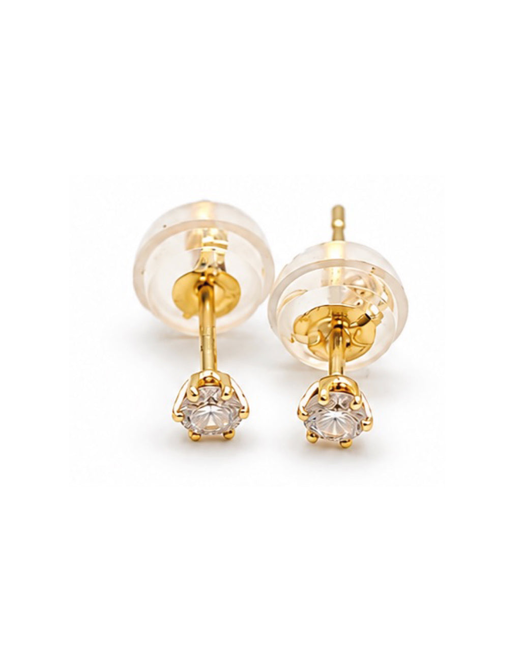 Classic 0.10cts Round Solitaire Golden Stud Diamond Earrings 18K