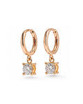 Classic Golden Round Hoop Dangling Diamond Earrings 14K