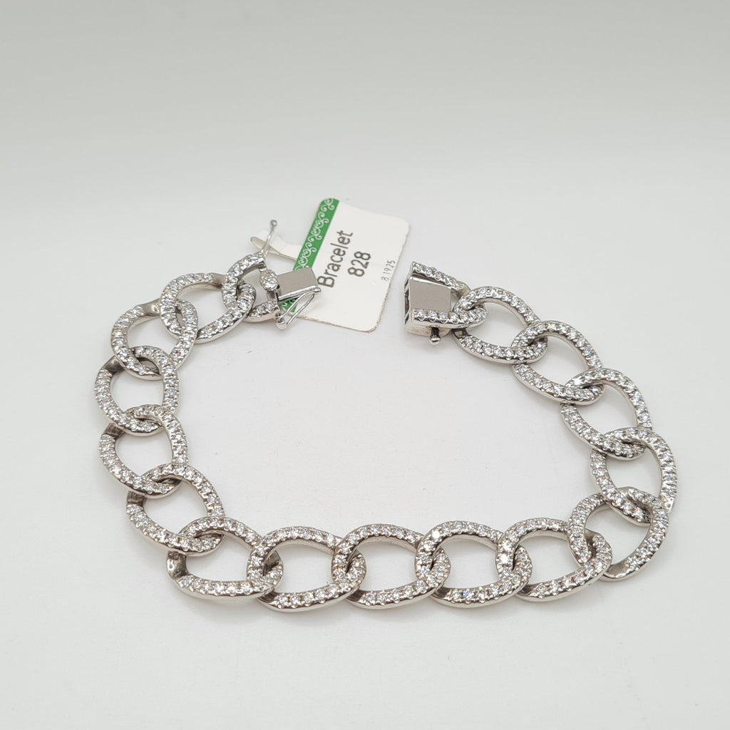 Round Paved Diamond Bracelet 14K