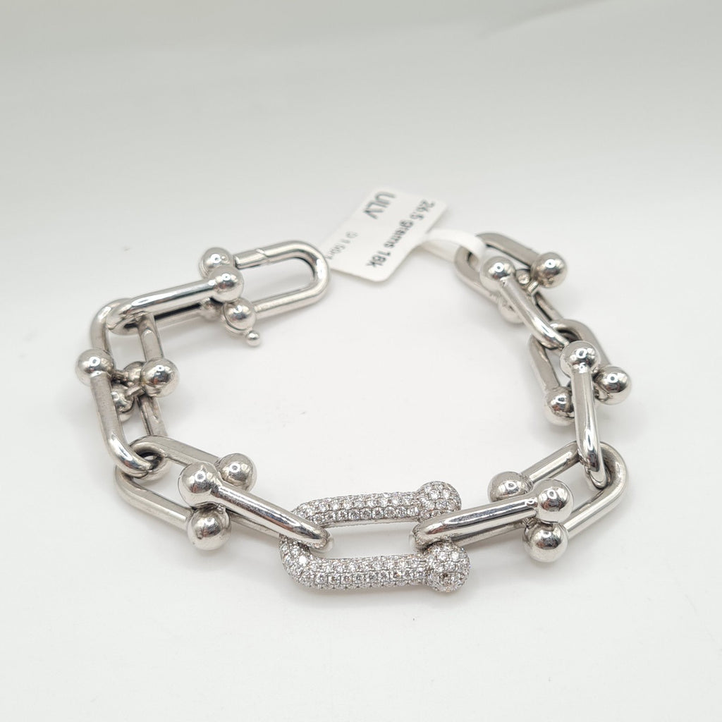 Clip Paved Chain Diamond Bracelet 18K