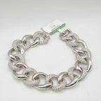 Cuban Linked Paved Diamond Bracelet 14K