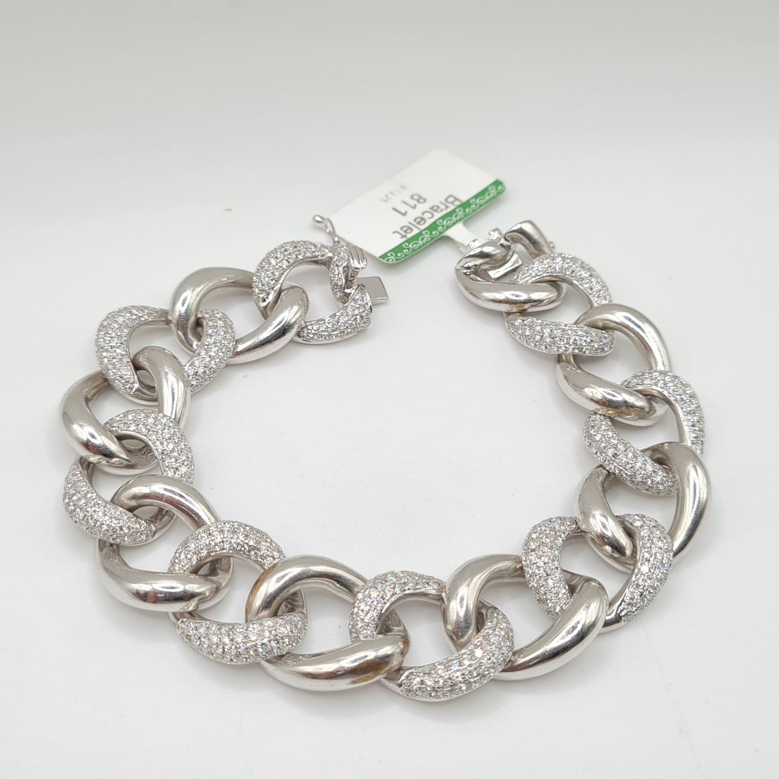 Cuban Linked Paved Diamond Bracelet 14K