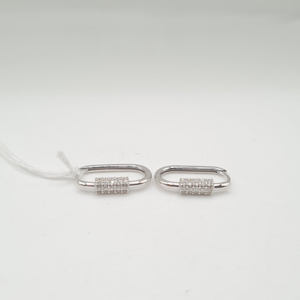 Pin Hoop Diamond Earrings 14K