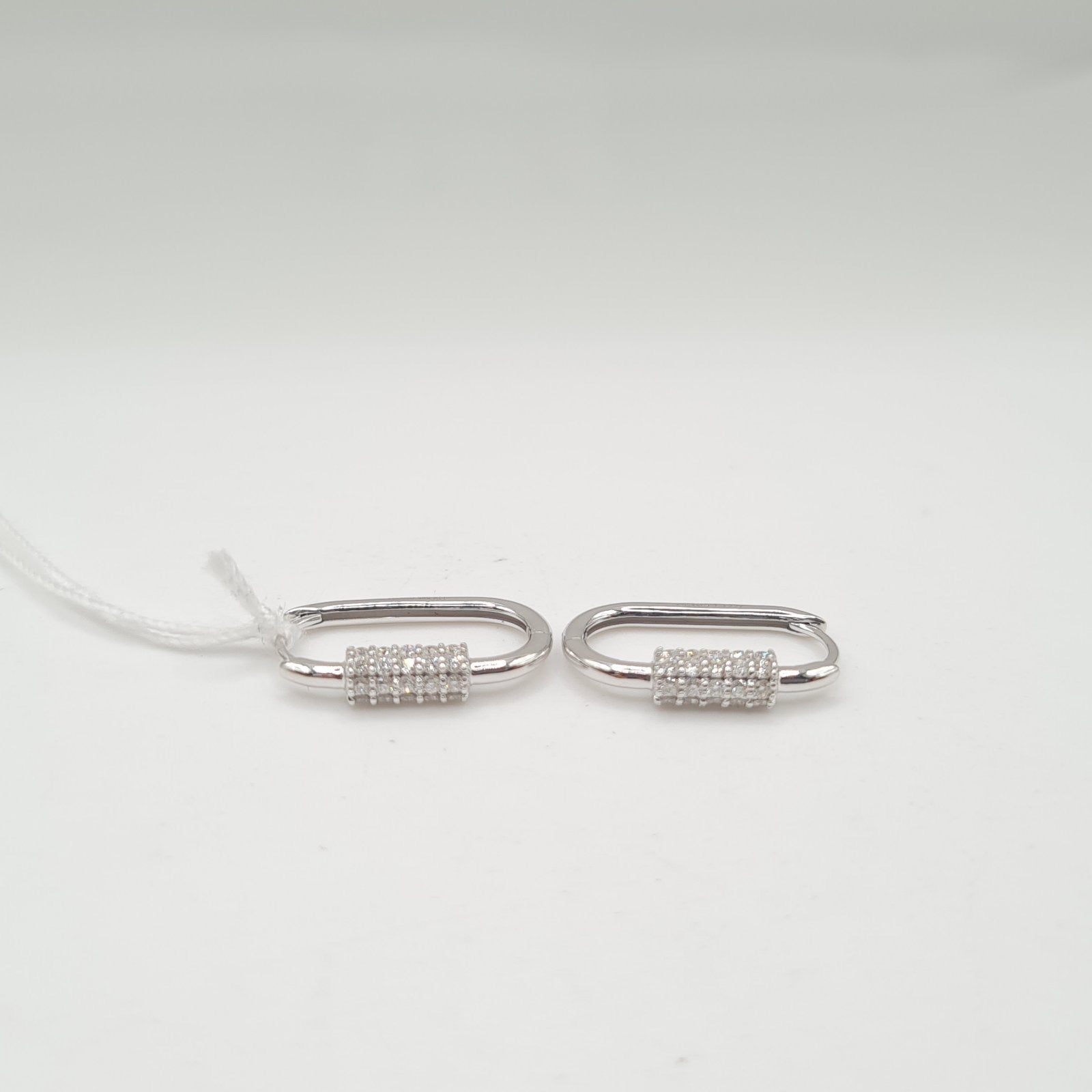 Pin Hoop Diamond Earrings 14K