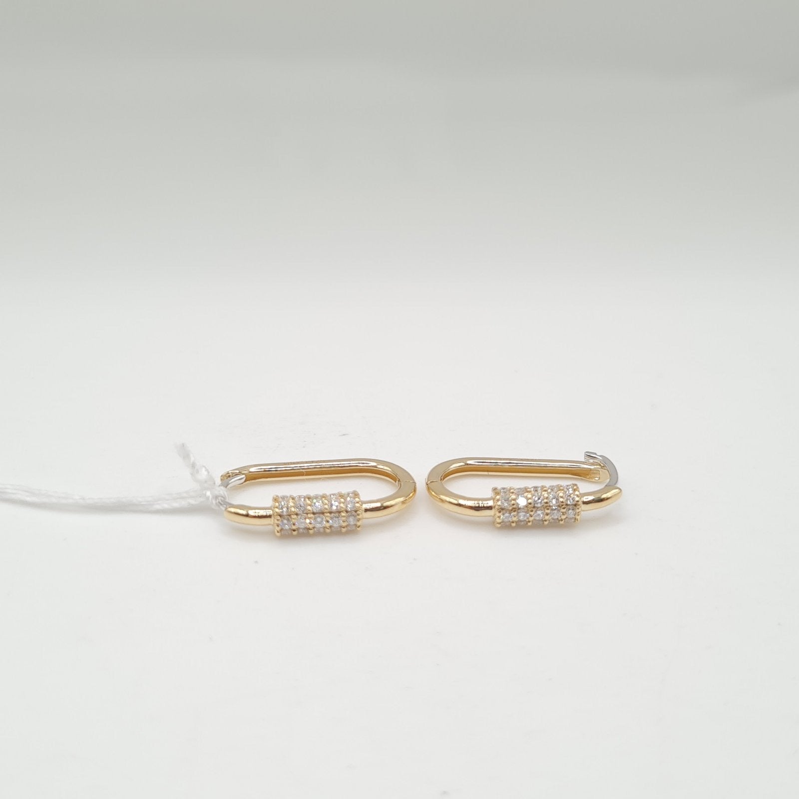 Golden Hoop Pin Diamond Earrings 14K