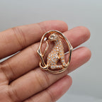 Rose Gold Panther Diamond Necklace Pendant 18K