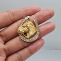 Lucky Golden Horse Shoe Diamond Necklace Pendant 18K