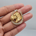 Lucky Golden Horse Shoe Diamond Necklace Pendant 18K