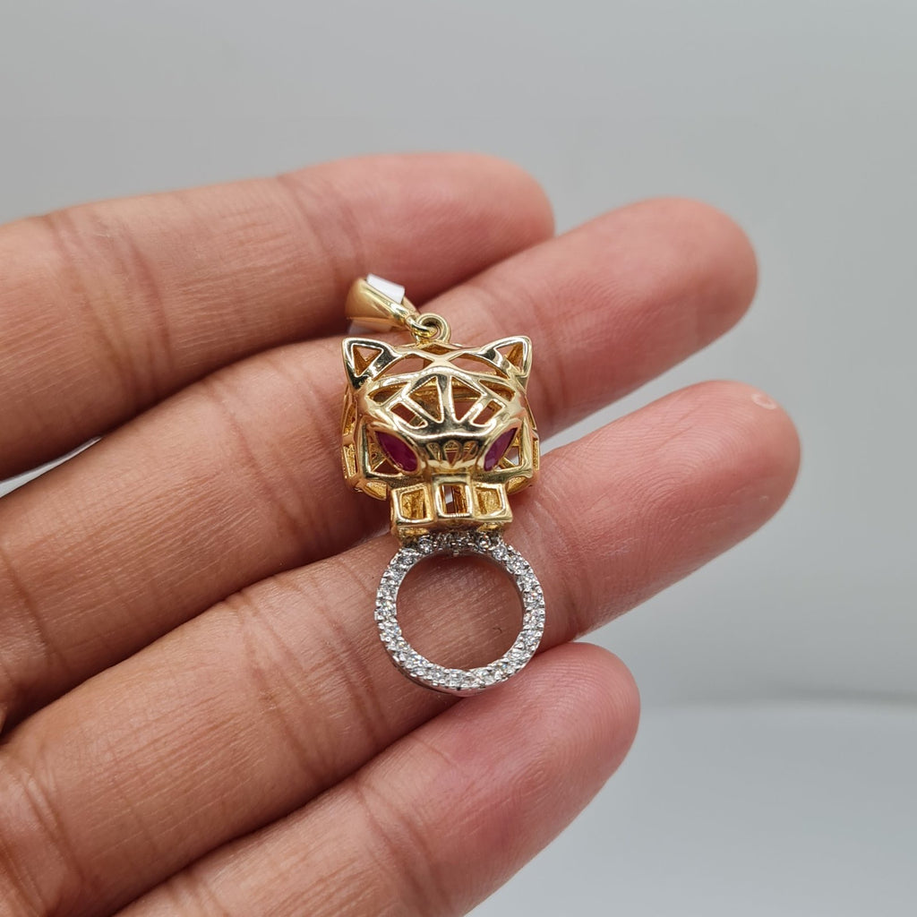 Golden Panther Diamond Necklace Pendant 18K