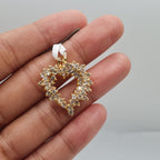 Golden Heart Deco Diamond Necklace Pendant 10K