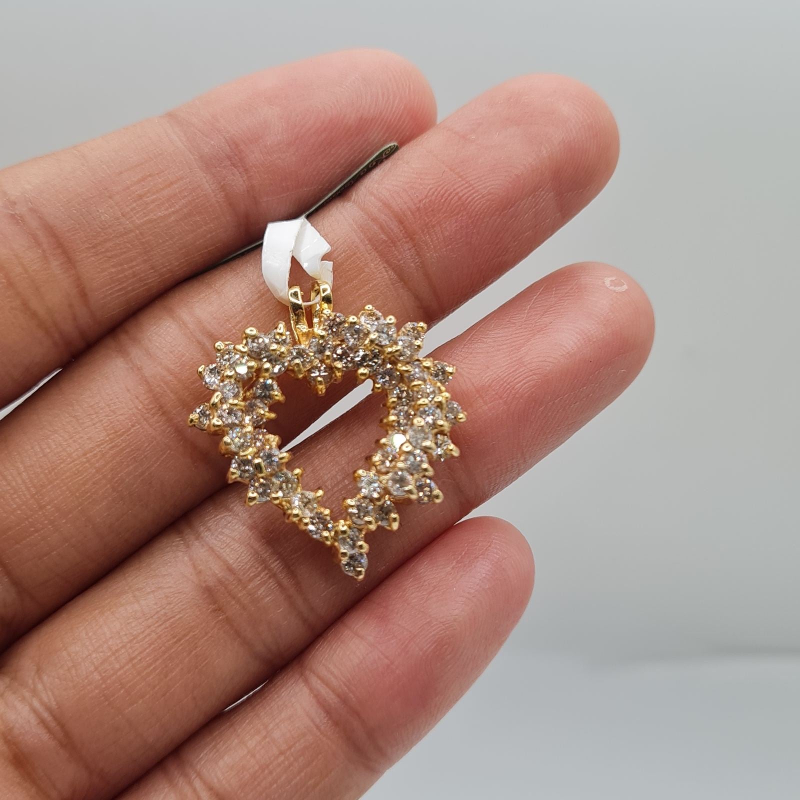Golden Heart Deco Diamond Necklace Pendant 10K