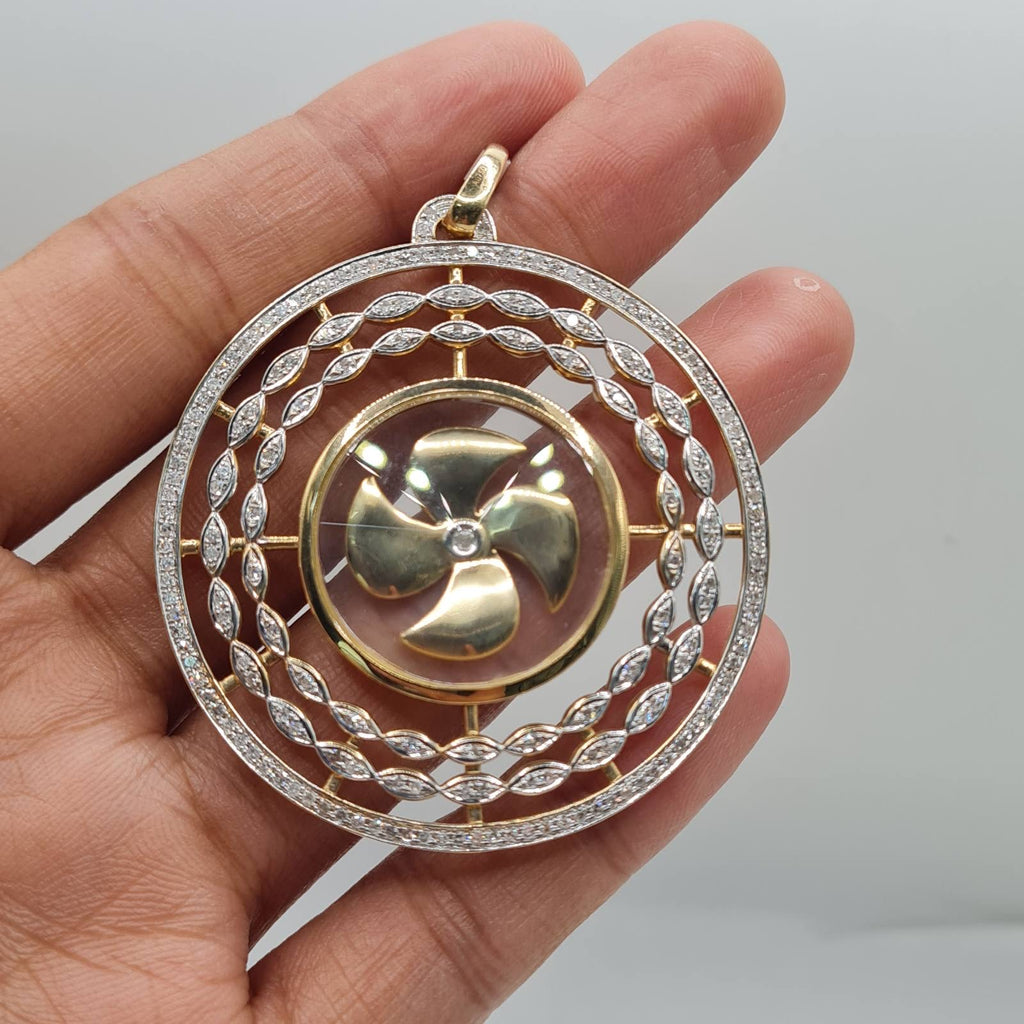 Lucky Wheel Marquise Diamond Necklace Pendant 18K