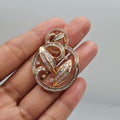 Rose Gold Baguette Leaf Paved Diamond Necklace Pendant 18K
