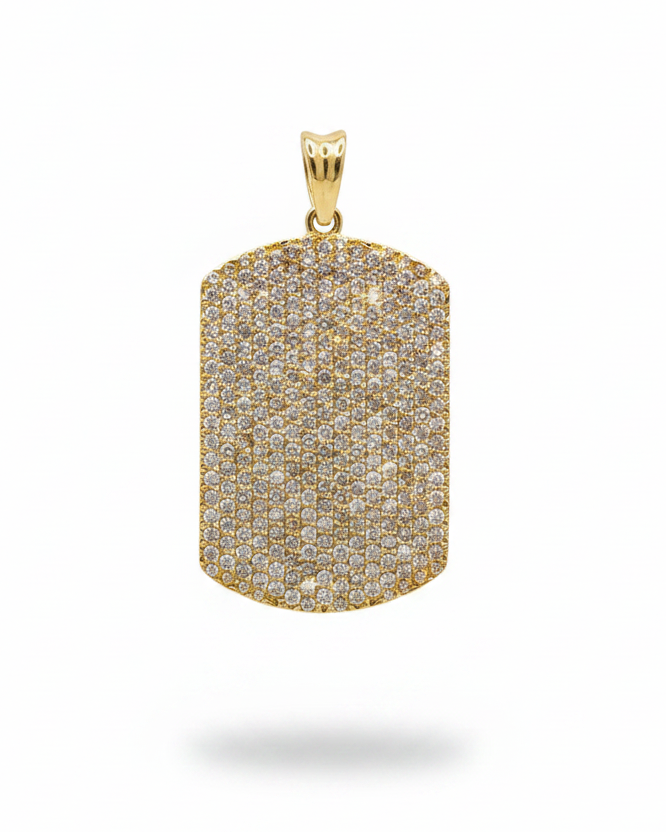 Golden Large Tag Diamond Necklace Pendant 18K