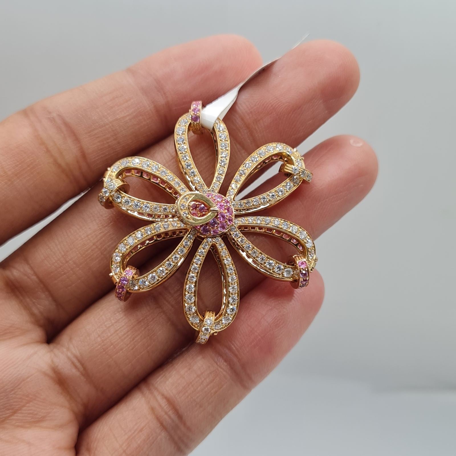 2in1 Lucky Charm Stadded Diamond Necklace Pendant 18K