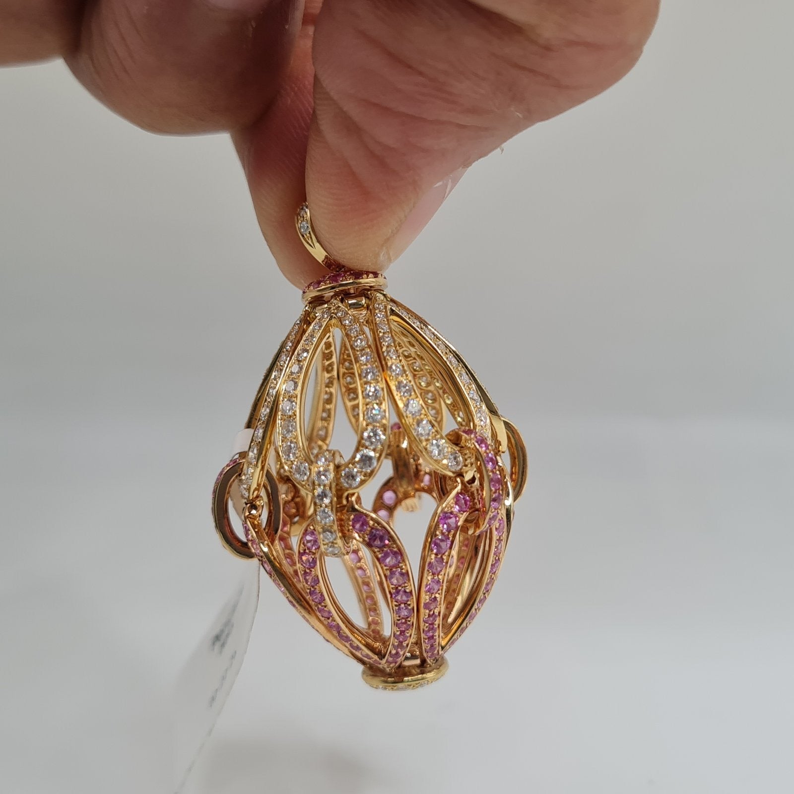 2in1 Egg Shaped Diamond Necklace Pendant 18K