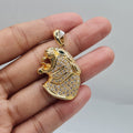Golden Growling Head Panther Diamond Necklace Pendant 18K