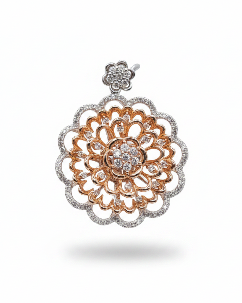 Two-Tone Rositas Pave Diamond Necklace Pendant 18K