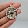 Fluted Disc Cicrle Balck Diamond Pendant 14K
