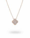 Dainty Clover Diamond Necklace 14K
